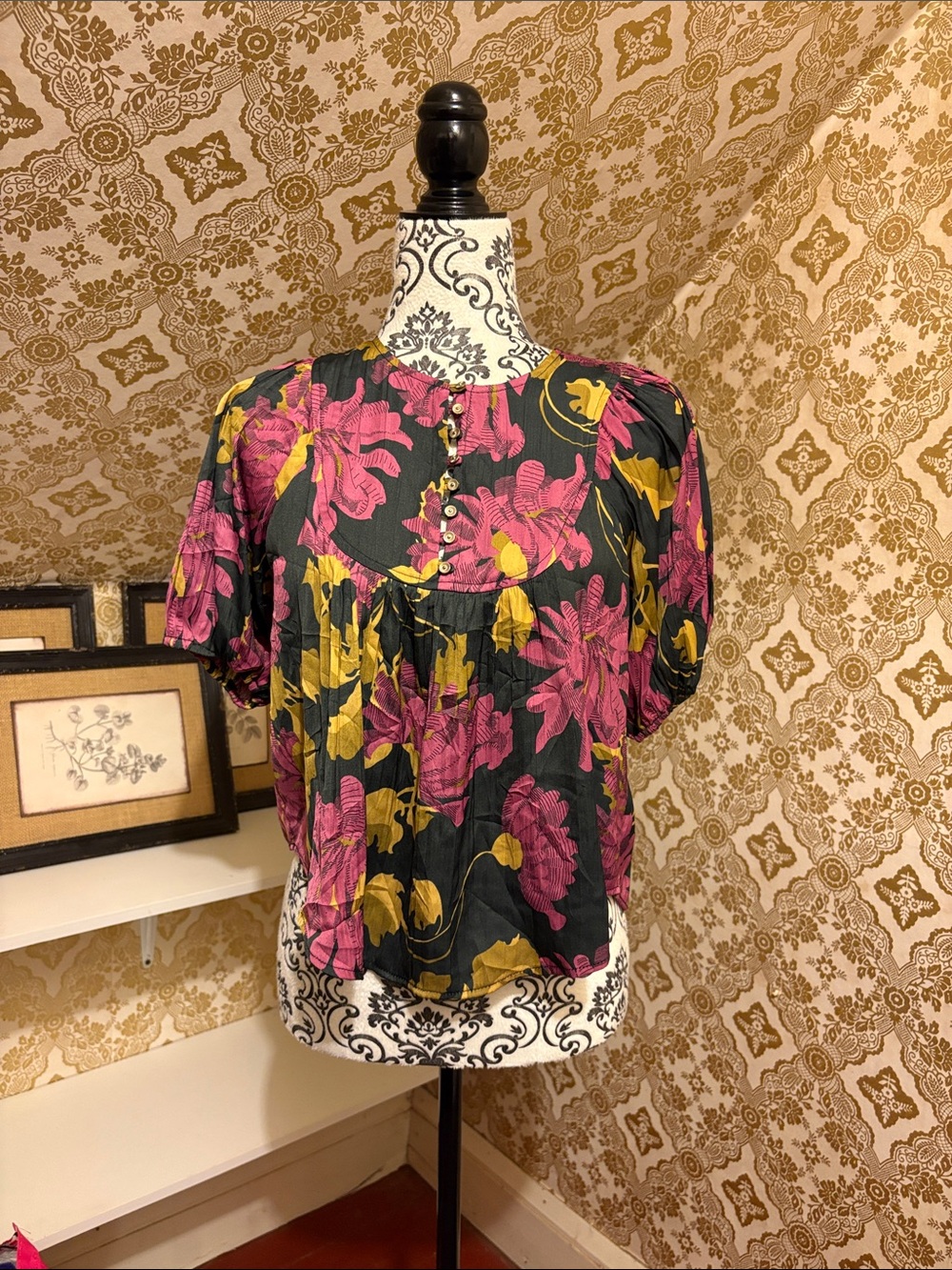 Anthropologie Boho Puff Sleeve Blouse